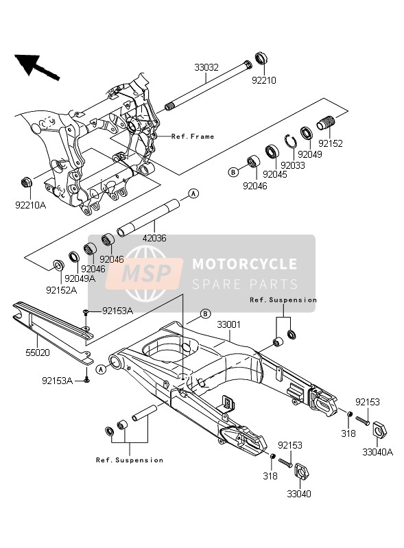 Kawasaki ZZR1400 ABS 2007 Braccio oscillante per un 2007 Kawasaki ZZR1400 ABS