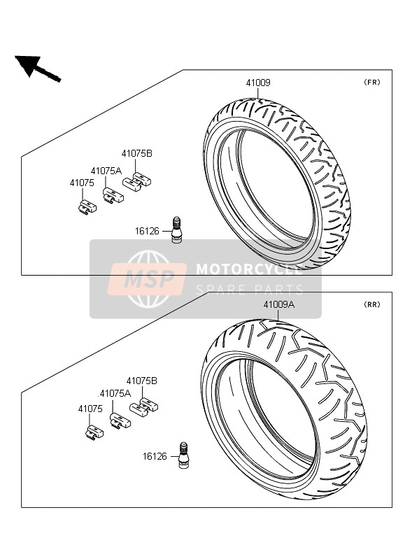 Kawasaki ZZR1400 ABS 2007 Tyres for a 2007 Kawasaki ZZR1400 ABS