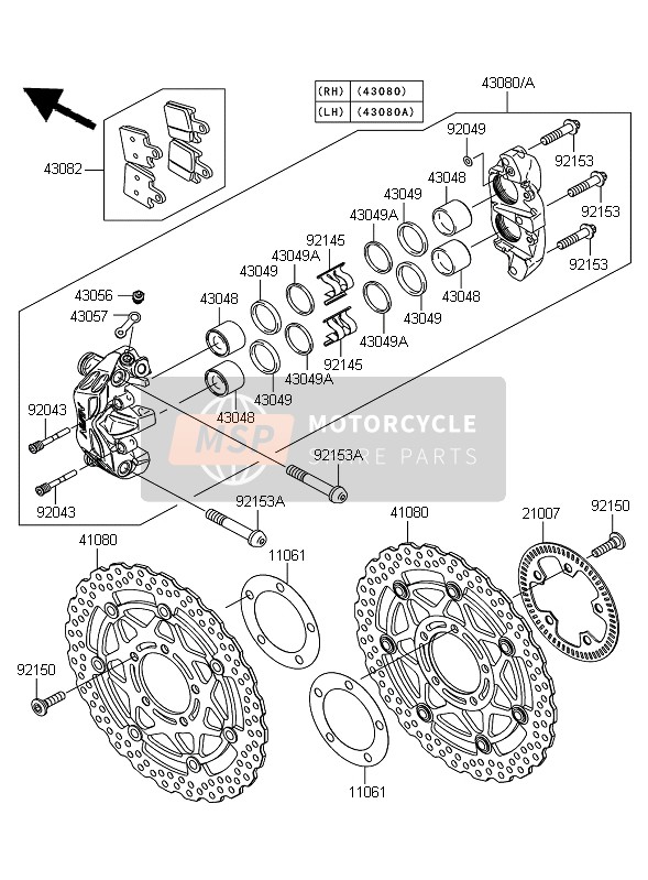 Kawasaki ZZR1400 ABS 2007 Freno anteriore per un 2007 Kawasaki ZZR1400 ABS