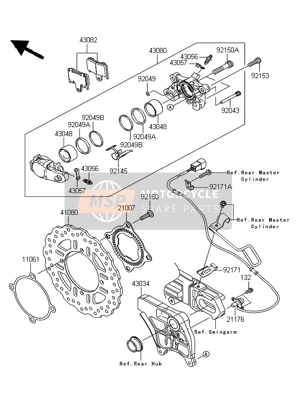 Kawasaki ZZR1400 ABS 2007 Freno posteriore per un 2007 Kawasaki ZZR1400 ABS