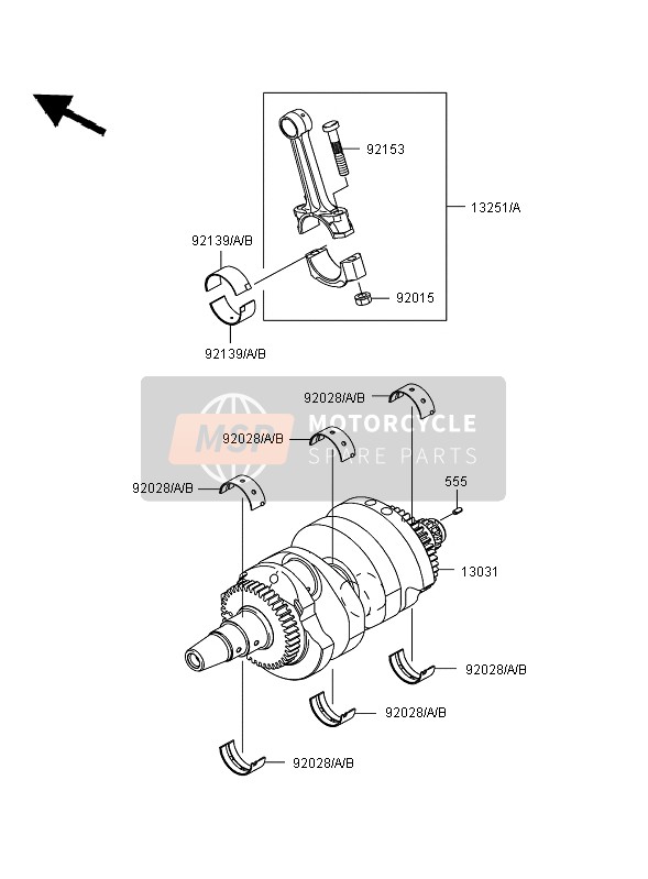 Kawasaki ER-6F ABS 2008 Crankshaft for a 2008 Kawasaki ER-6F ABS