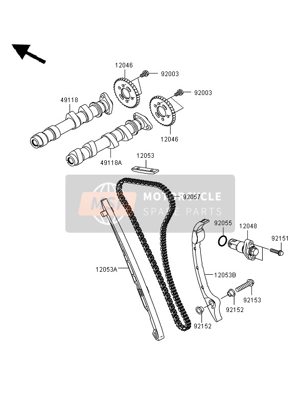 Kawasaki ER-6F 2008 NOCKENWELLE & SPANNER für ein 2008 Kawasaki ER-6F