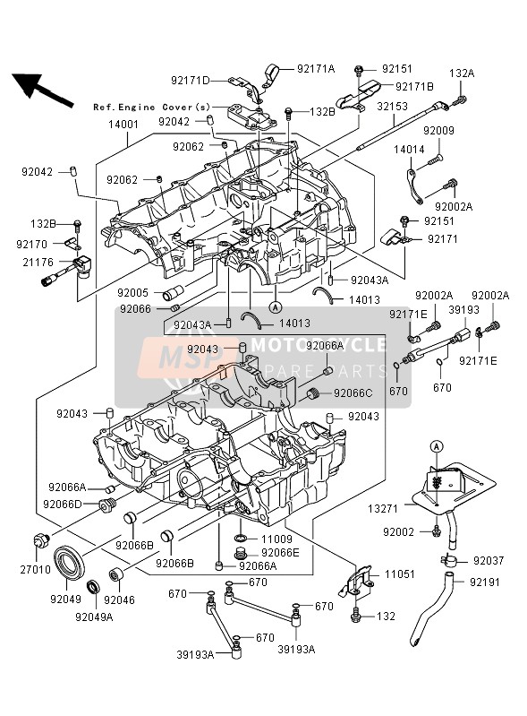 Kawasaki NINJA ZX-12R 2005 Crankcase for a 2005 Kawasaki NINJA ZX-12R