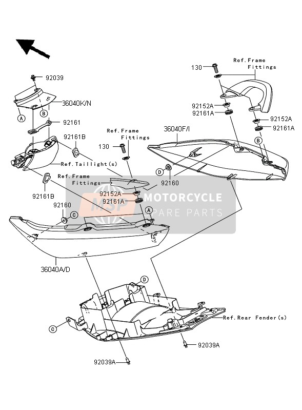 Kawasaki ER-6F 2008 Forro de asiento para un 2008 Kawasaki ER-6F