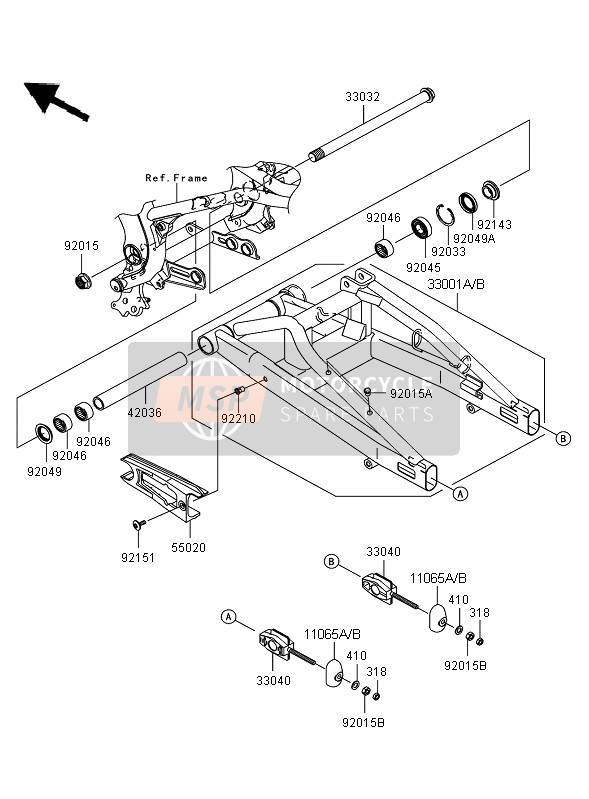 Kawasaki ER-6N 2008 Swing Arm for a 2008 Kawasaki ER-6N