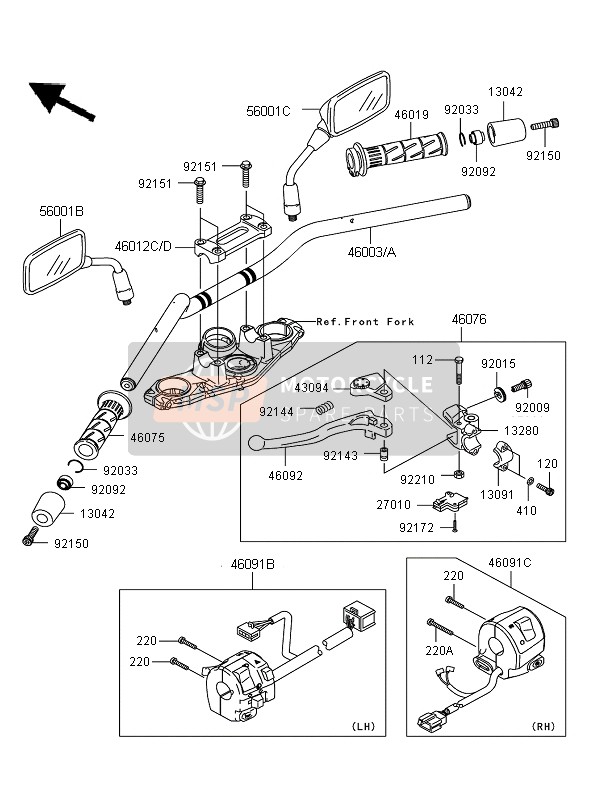 560010144, MIRROR-ASSY,Lh, Kawasaki, 1