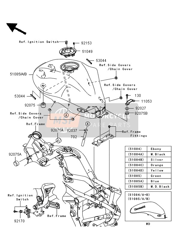 51085536515D, TANK-COMP-FUEL,C.P.Blue, Kawasaki, 0