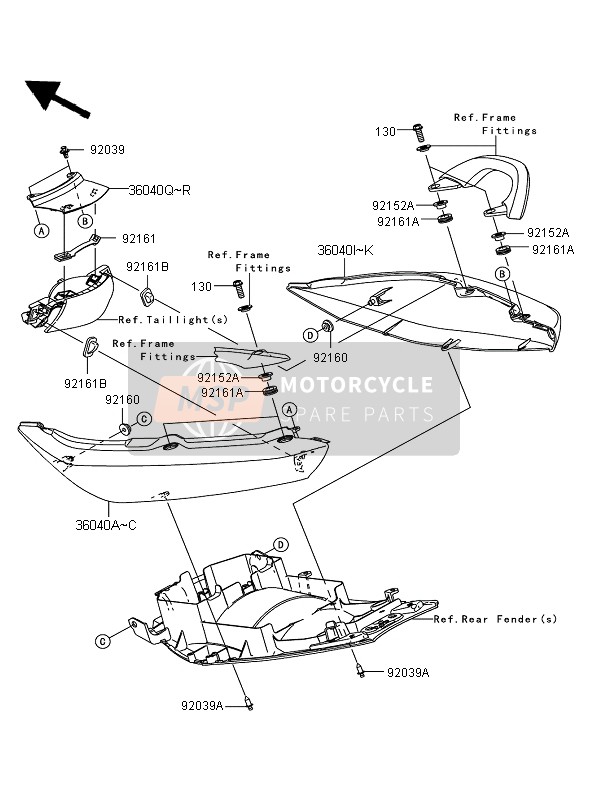 36040003915Q, COVER-TAIL,Cnt,M.D.Black, Kawasaki, 0