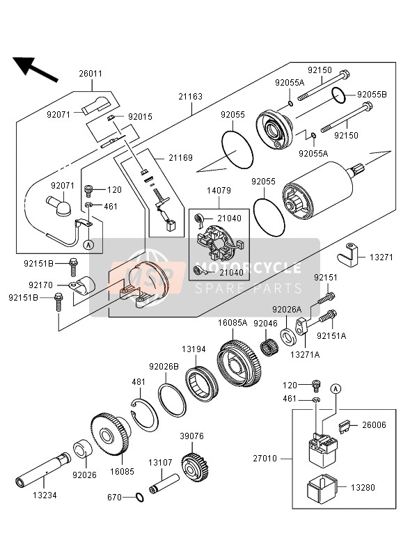 Kawasaki NINJA ZX-12R 2005 Starter Motor for a 2005 Kawasaki NINJA ZX-12R