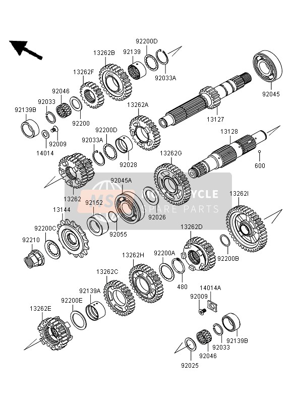 Kawasaki ER-6N ABS 2008 Transmissie voor een 2008 Kawasaki ER-6N ABS