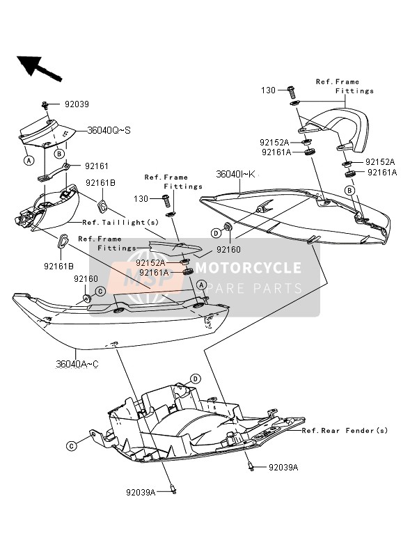 36040003915Q, COVER-TAIL,Cnt,M.D.Black, Kawasaki, 1