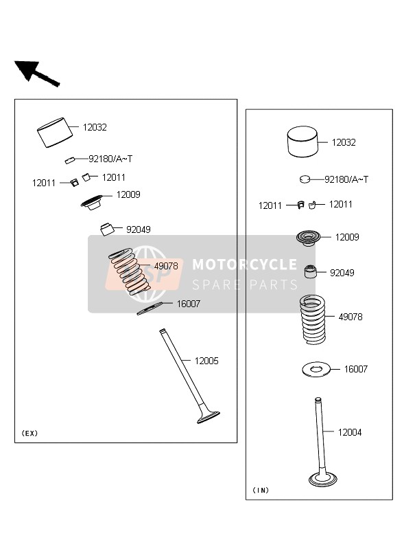 Kawasaki NINJA 250R 2008 Klep voor een 2008 Kawasaki NINJA 250R