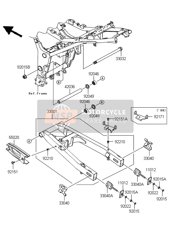 Kawasaki NINJA 250R 2008 Swing Arm for a 2008 Kawasaki NINJA 250R