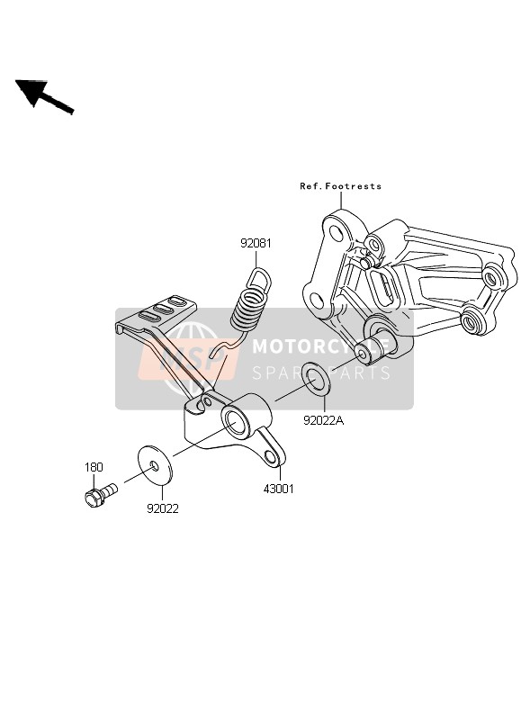 Kawasaki NINJA 250R 2008 Brake Pedal for a 2008 Kawasaki NINJA 250R