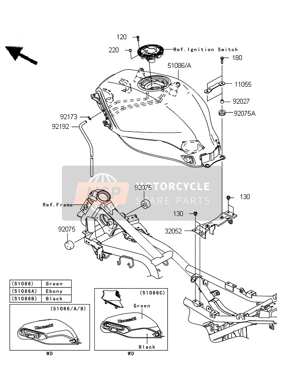 Kawasaki NINJA 250R 2008 Réservoir d'essence pour un 2008 Kawasaki NINJA 250R