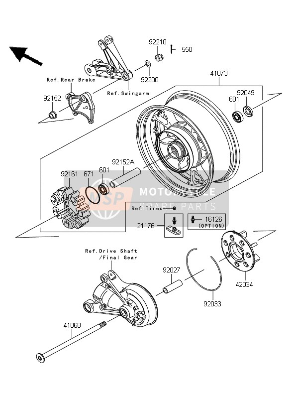 Kawasaki 1400GTR 2008 Rear Hub for a 2008 Kawasaki 1400GTR