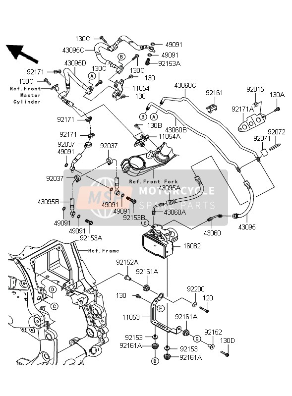 430950301, HOSE-BRAKE,Fr ZG1400A8F, Kawasaki, 0