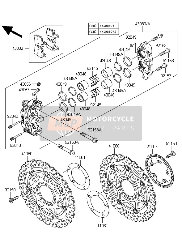 Kawasaki 1400GTR 2008 Front Brake for a 2008 Kawasaki 1400GTR