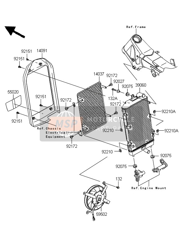 14091087618R, Cover,Radiator,F.S.Black VN200, Kawasaki, 0