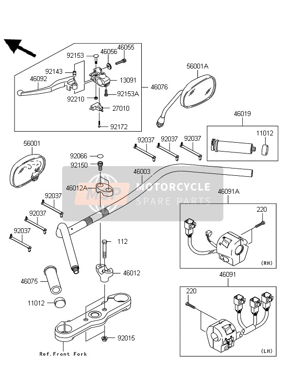 460030091, Handle, Kawasaki, 0