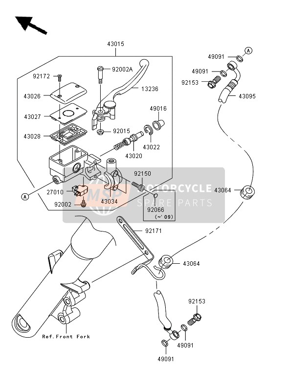 Kawasaki VN900 CLASSIC 2008 Front Master Cylinder for a 2008 Kawasaki VN900 CLASSIC