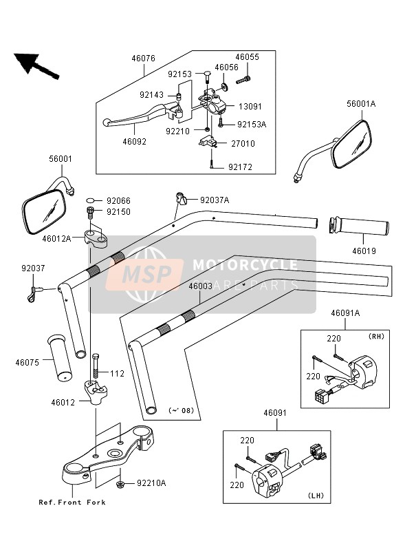 Kawasaki VN900 CLASSIC 2008 Handlebar for a 2008 Kawasaki VN900 CLASSIC