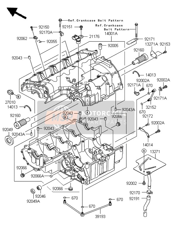 140010168, SET-CRANKCASE ZR750LAS, Kawasaki, 1