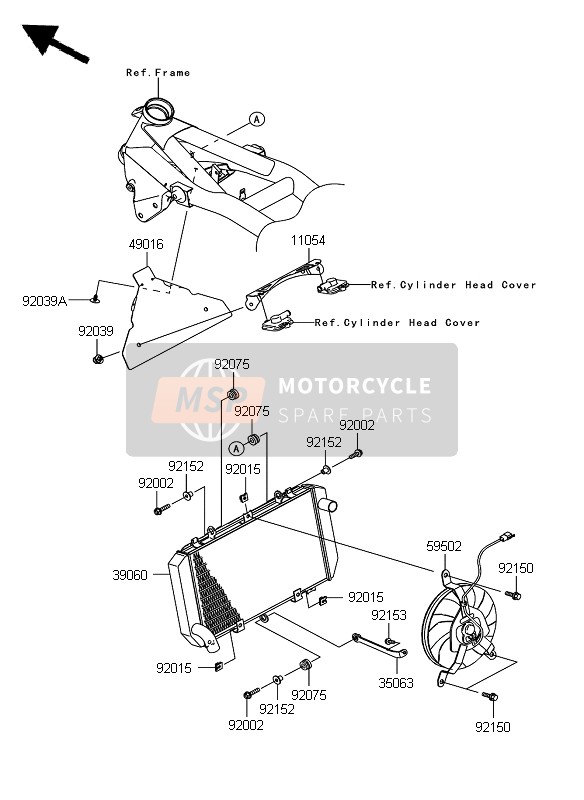 Kawasaki Z750 2008 Radiator for a 2008 Kawasaki Z750