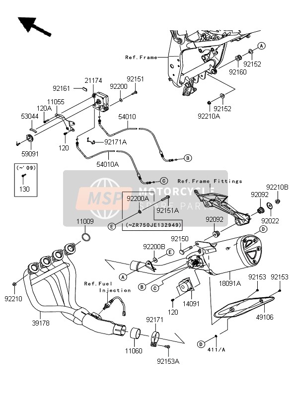 Kawasaki Z750 ABS 2008 Muffler for a 2008 Kawasaki Z750 ABS