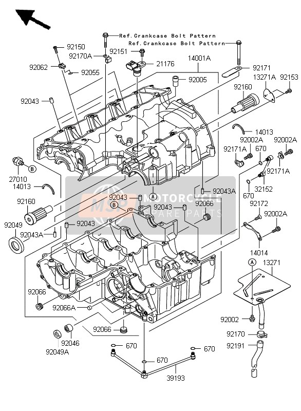 Kawasaki Z750 ABS 2008 Crankcase for a 2008 Kawasaki Z750 ABS