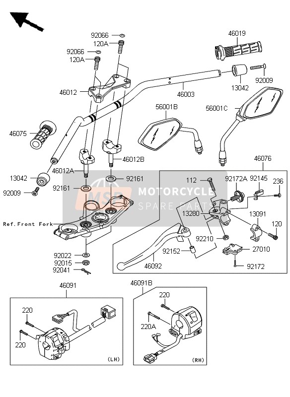 Kawasaki Z750 ABS 2008 Guidon pour un 2008 Kawasaki Z750 ABS