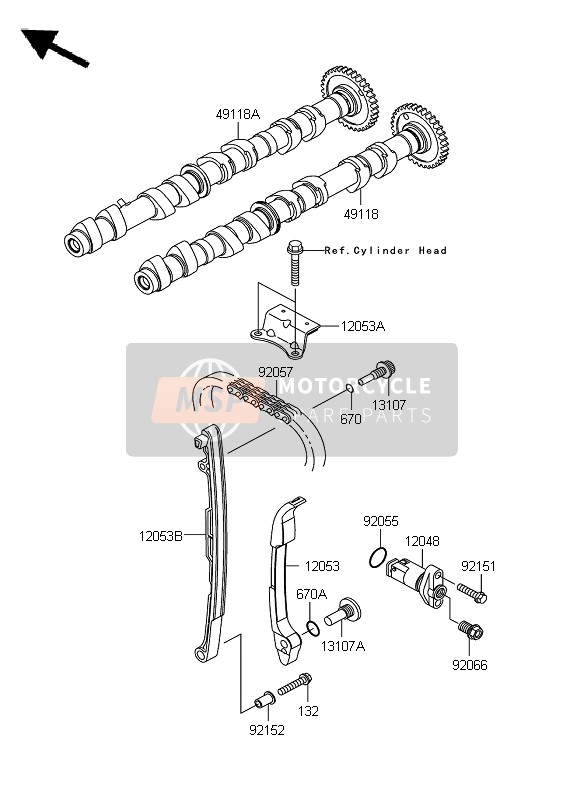 Kawasaki Z1000 2008 NOCKENWELLE & SPANNER für ein 2008 Kawasaki Z1000