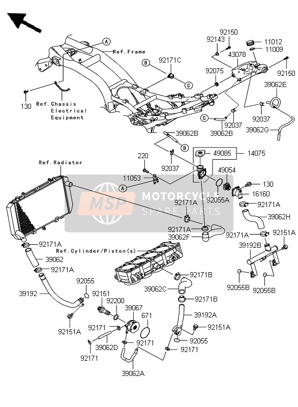 Kawasaki Z1000 2008 Water Pipe for a 2008 Kawasaki Z1000