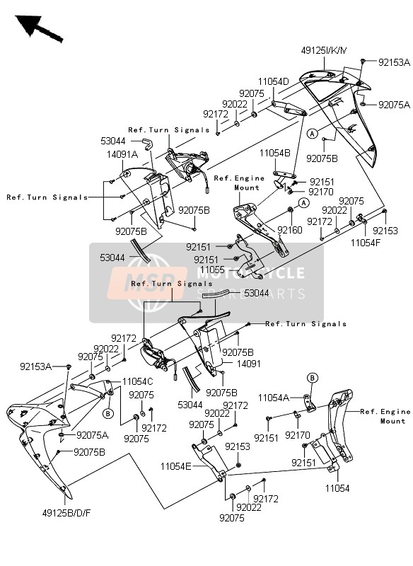 49125002317M, Shroud,Rh,A.Silver, Kawasaki, 1