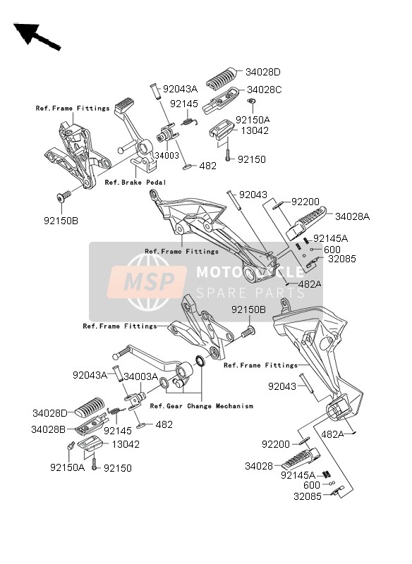 Kawasaki Z1000 ABS 2008 Repose-Pieds pour un 2008 Kawasaki Z1000 ABS