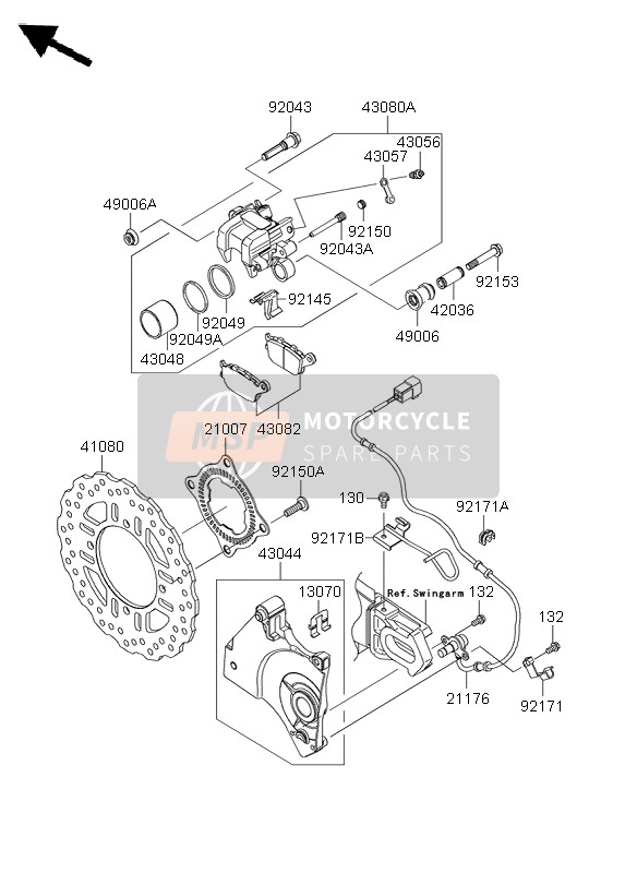 Kawasaki Z1000 ABS 2008 Freno posteriore per un 2008 Kawasaki Z1000 ABS