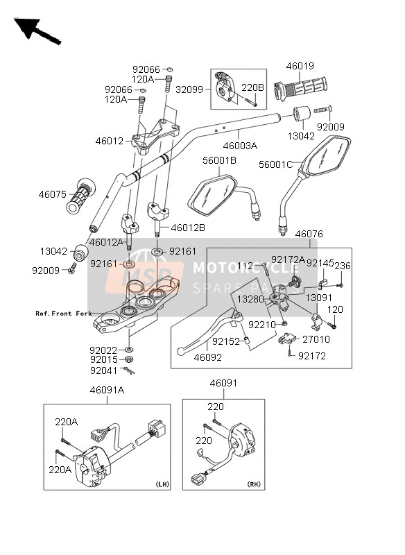 Kawasaki Z1000 ABS 2008 LENKER für ein 2008 Kawasaki Z1000 ABS