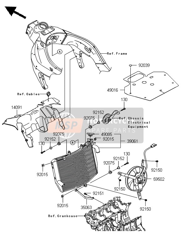 Kawasaki NINJA ZX-6R 2008 Radiator voor een 2008 Kawasaki NINJA ZX-6R