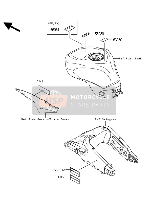 Kawasaki NINJA ZX-10R 2008 Labels for a 2008 Kawasaki NINJA ZX-10R