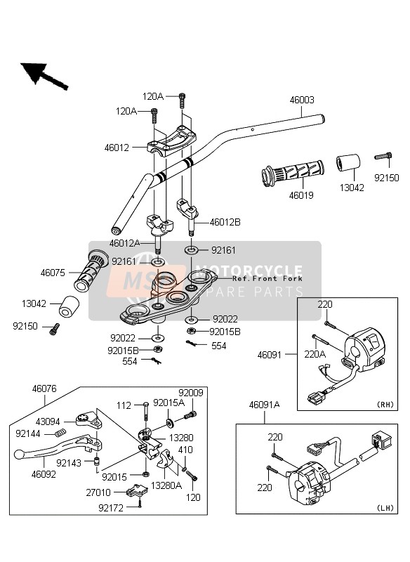 Kawasaki ER-6F 2009 Guidon pour un 2009 Kawasaki ER-6F