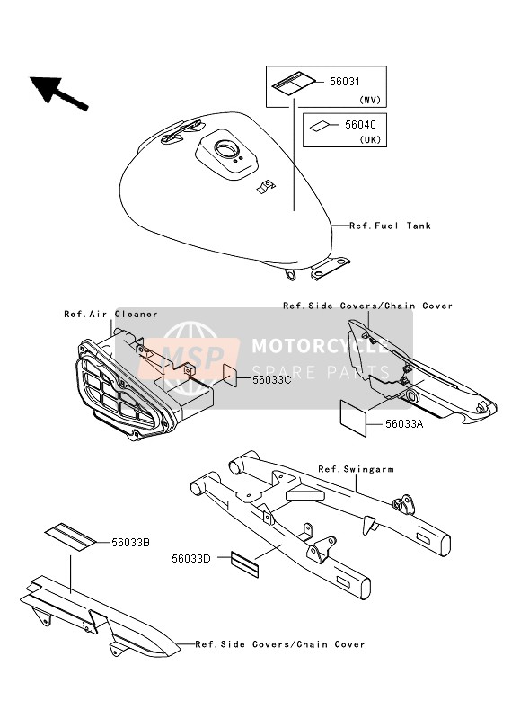 Kawasaki ELIMINATOR 125 2006 Labels for a 2006 Kawasaki ELIMINATOR 125