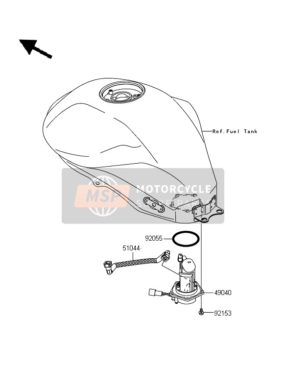 Kawasaki ER-6F ABS 2009 Benzine pomp voor een 2009 Kawasaki ER-6F ABS