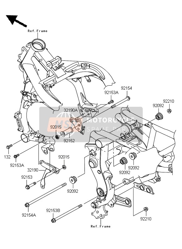 Kawasaki ER-6F ABS 2009 Supporto del motore per un 2009 Kawasaki ER-6F ABS