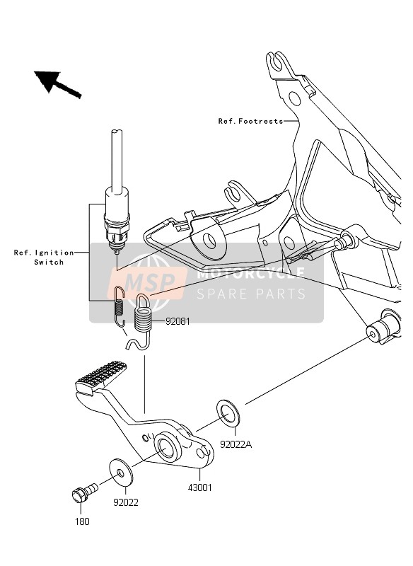 Kawasaki ER-6F ABS 2009 Brake Pedal for a 2009 Kawasaki ER-6F ABS