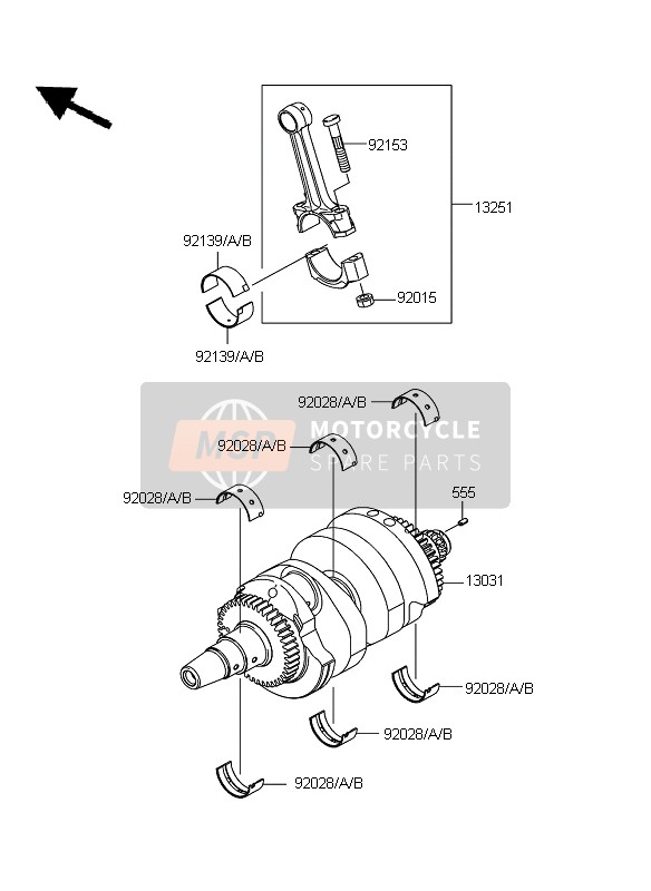 Kawasaki ER-6N 2009 Crankshaft for a 2009 Kawasaki ER-6N