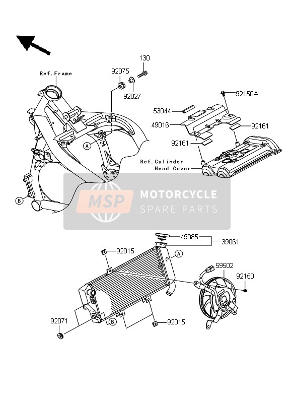 Kawasaki ER-6N 2009 Termosifone per un 2009 Kawasaki ER-6N