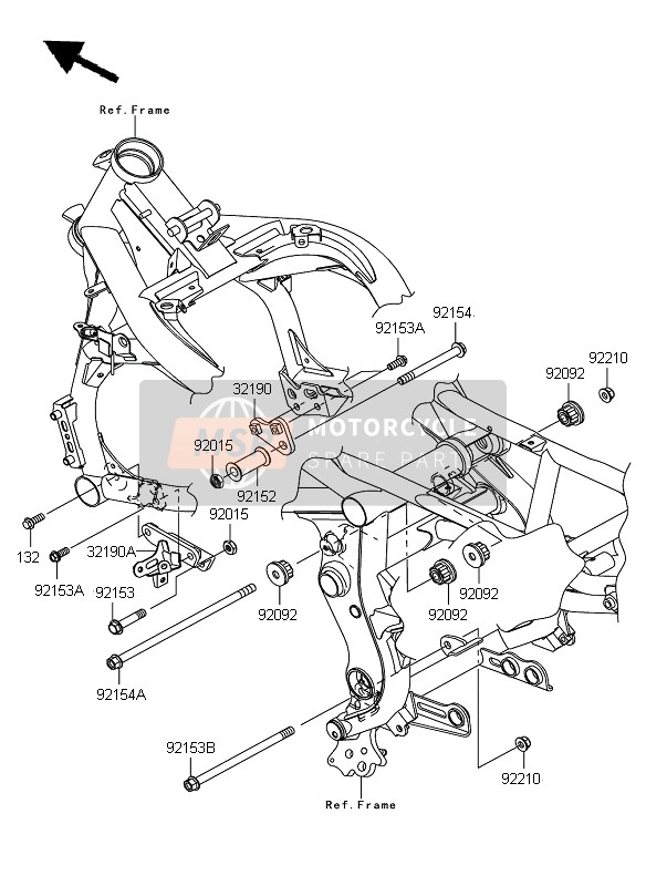 Kawasaki ER-6N 2009 Supporto del motore per un 2009 Kawasaki ER-6N