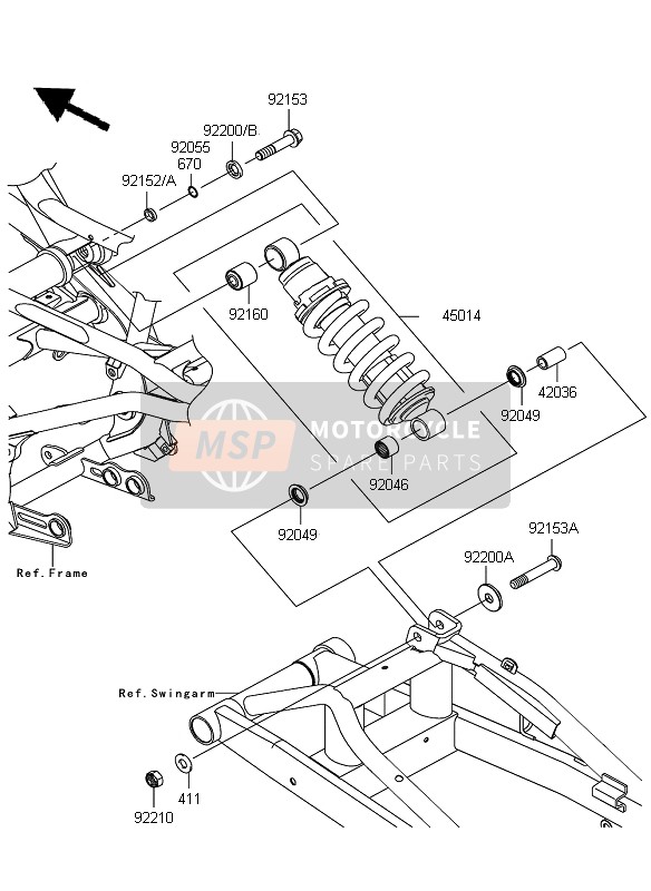 450140298458, Shock Absorber,P.Silver, Kawasaki, 0