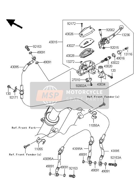 Kawasaki ER-6N 2009 Front Master Cylinder for a 2009 Kawasaki ER-6N