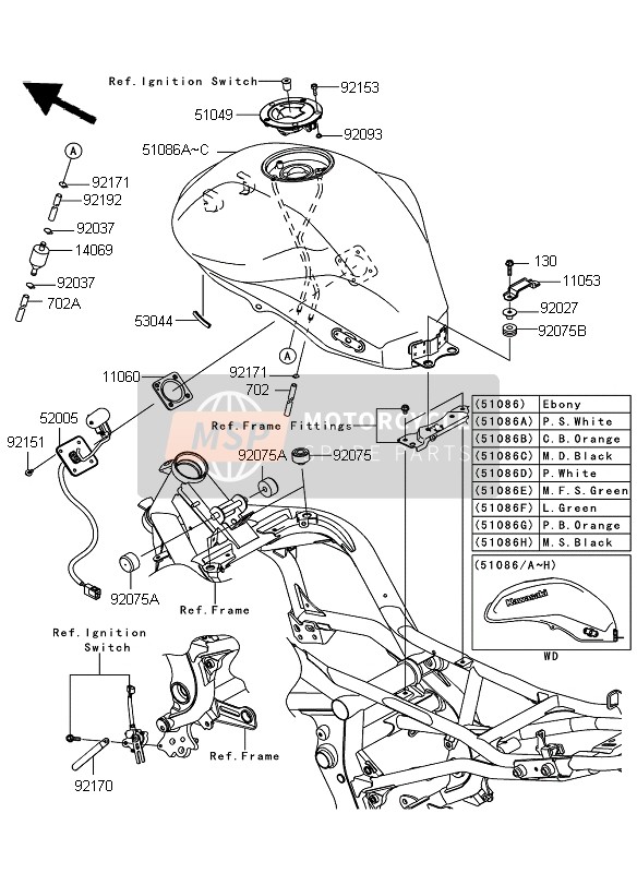 51087508915Q, TANK-COMP-FUEL, M.D.Black, Kawasaki, 0